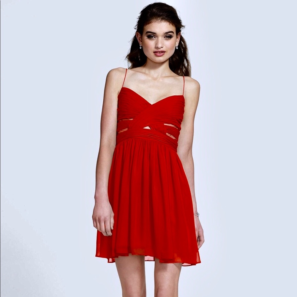 Red Cutout Chiffon Dress 🟣